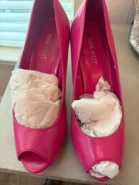 Nine West Hot Pink Peep-Toe Pumps